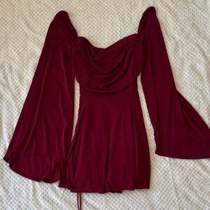 Lucy in the Sky Burgundy Off-Shoulder Mini Dress